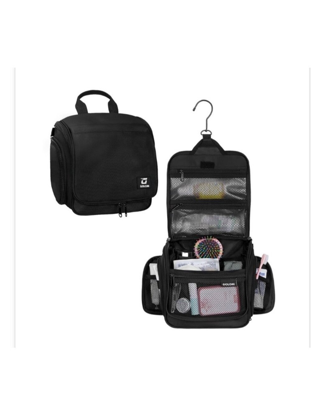 Goloni Hanging Toiletry Bag Large Water-Resistant Travel Cosmetic Organizer 360°